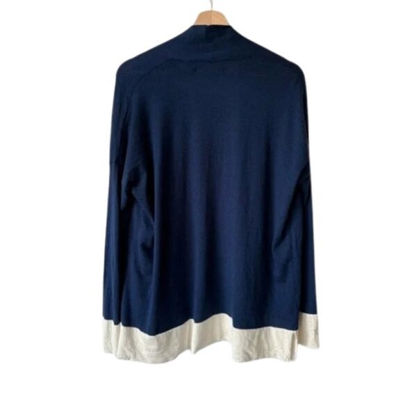 Black Goat Cashmere two-tone open front cardigan sweater size L - Picture 4 of 5